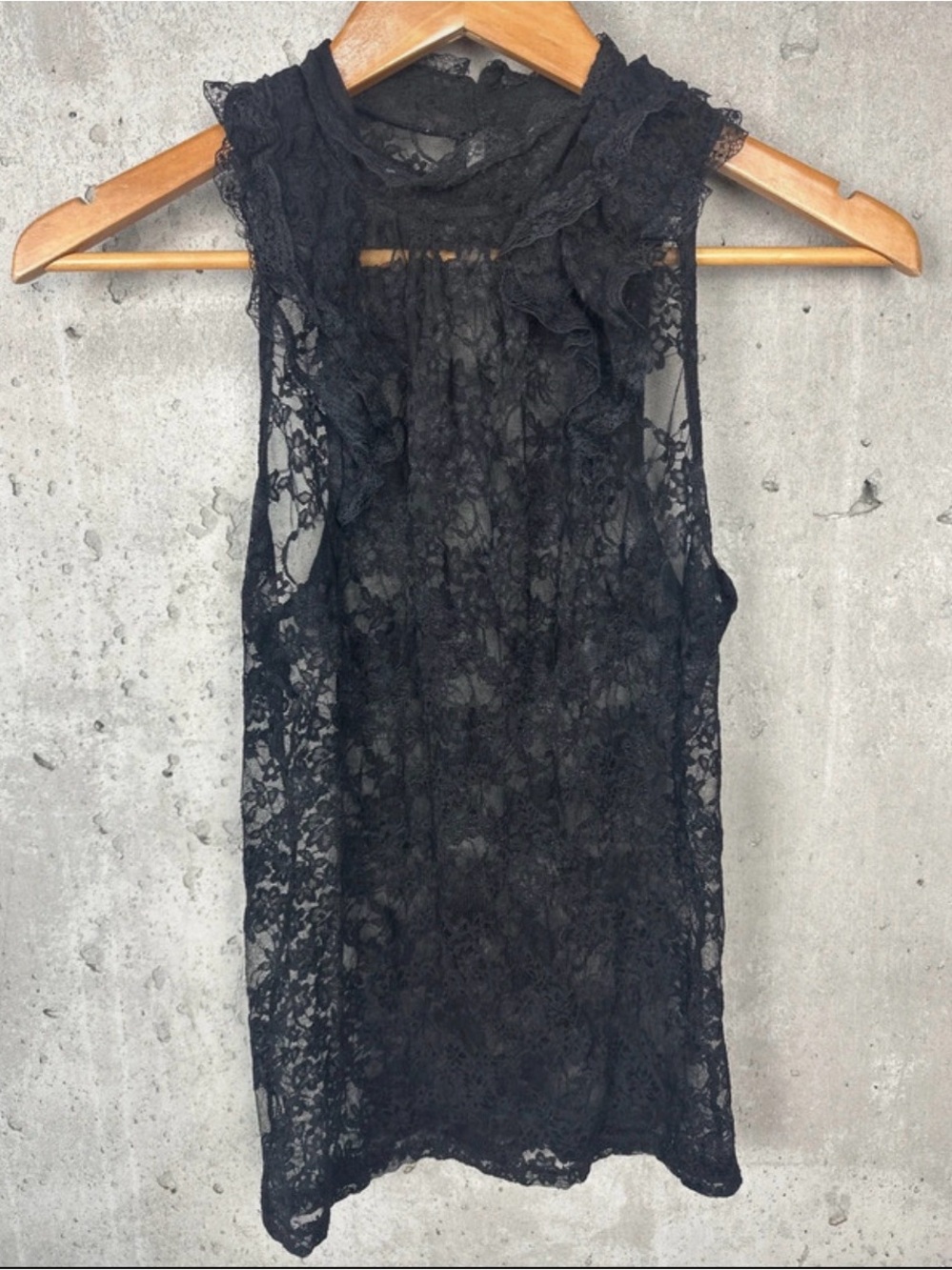 Sheer Black Lace Sleeveless Blouse - Brand Unspecified